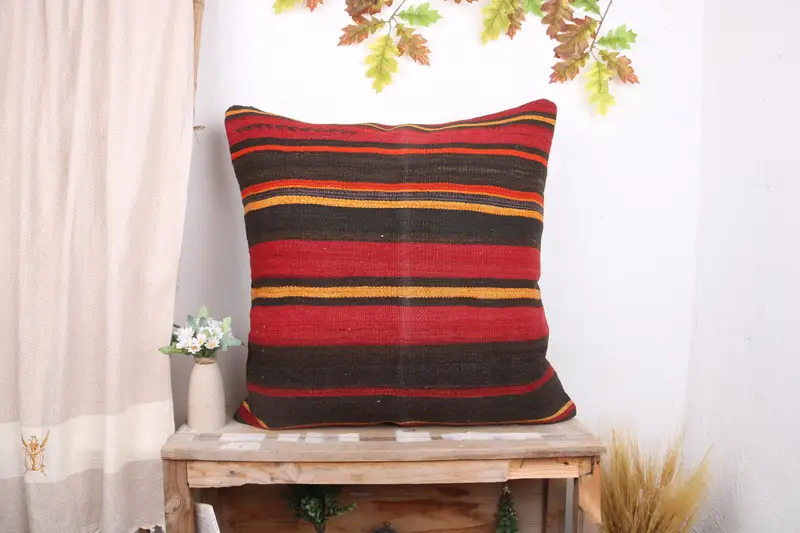 Vintage Pillow, 28x28 Red Cushion Cover, Meditation Cushion, Kilim Pillow, Vintage Kilim Throw Pillow, Decorative Bolster Pillow Sham, Cushion - 1