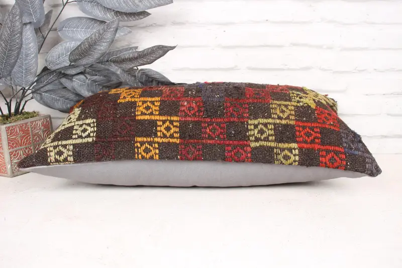 Vintage Kilim Pillow, Kilim Pillow, Turkish Pillow, Customized Pillow Sham, Pillow Case, 12x24 Red Pillow Sham, Morroccon Kilim Cushion Cushion - 5