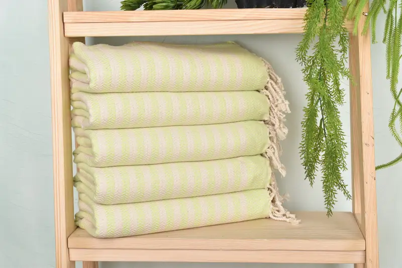 Personalized Pistachio Green Cotton Chevron Towel, 40x71 Inches