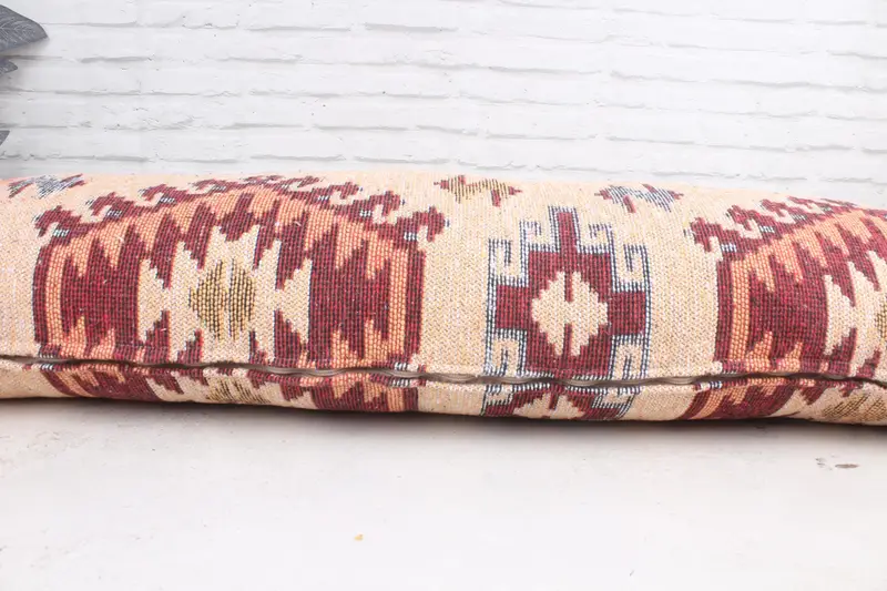 Turkish Kilim Pillow, Antique Pillows, 16x48 Beige Cushion, Throw Kilim Pillow, Bright Cushion Case, Southwestern Cushion Case, Pillow Case - 5