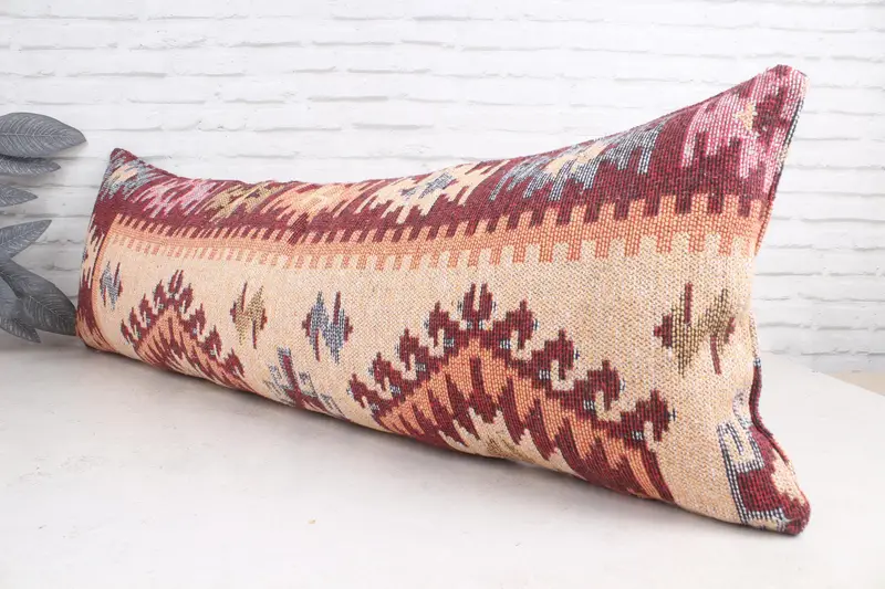 Turkish Kilim Pillow, Antique Pillows, 16x48 Beige Cushion, Throw Kilim Pillow, Bright Cushion Case, Southwestern Cushion Case, Pillow Case - 4