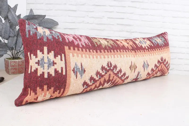 Turkish Kilim Pillow, Antique Pillows, 16x48 Beige Cushion, Throw Kilim Pillow, Bright Cushion Case, Southwestern Cushion Case, Pillow Case - 3