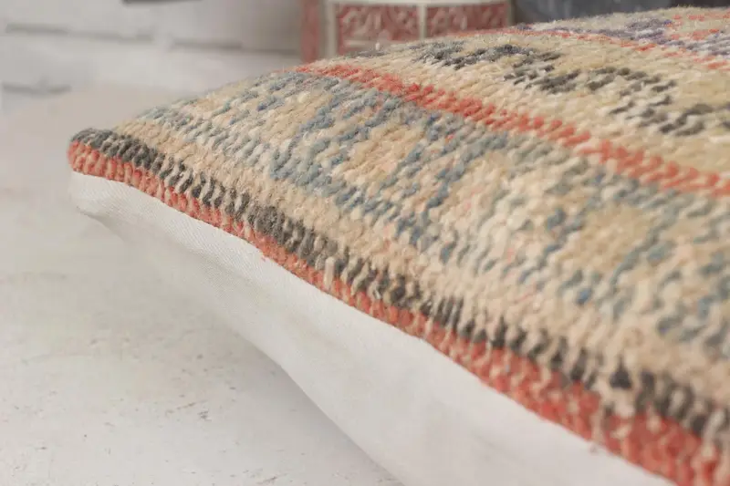 Farmhouse Cushion Case, Kilim Pillow, Square Throw Pillow Sham, Home Decor Pillow, 14x14 Orange Pillow Sham, Pillow for Couch, Pillow Case - 7