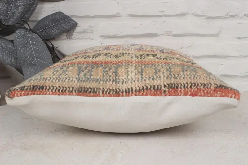 Farmhouse Cushion Case, Kilim Pillow, Square Throw Pillow Sham, Home Decor Pillow, 14x14 Orange Pillow Sham, Pillow for Couch, Pillow Case - 5