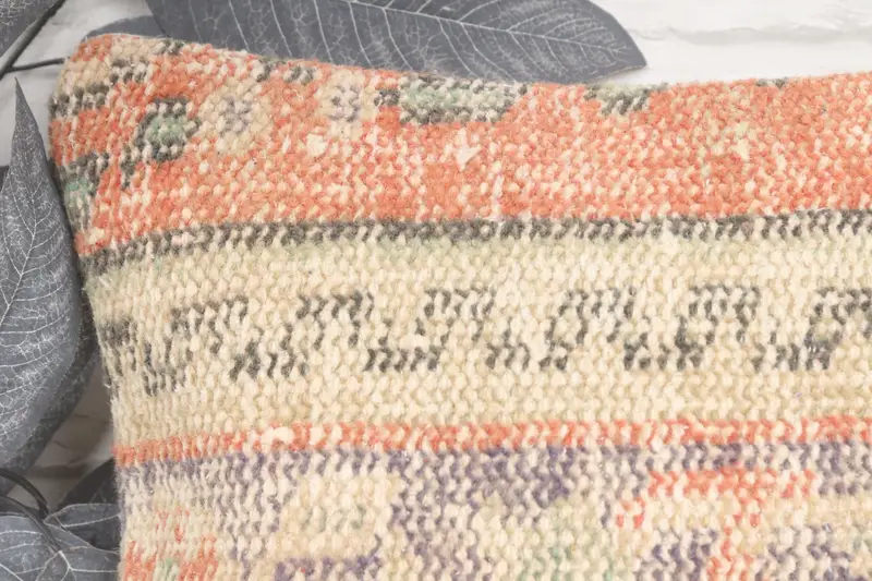 Farmhouse Cushion Case, Kilim Pillow, Square Throw Pillow Sham, Home Decor Pillow, 14x14 Orange Pillow Sham, Pillow for Couch, Pillow Case - 2