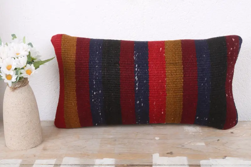 Kilim Pillow Cover, Southwestern Cushion Case, Gift Pillow, Antique Pillows, Luxury Cushion, 8x16 Red Cushion Cover, Pillow Case - 2