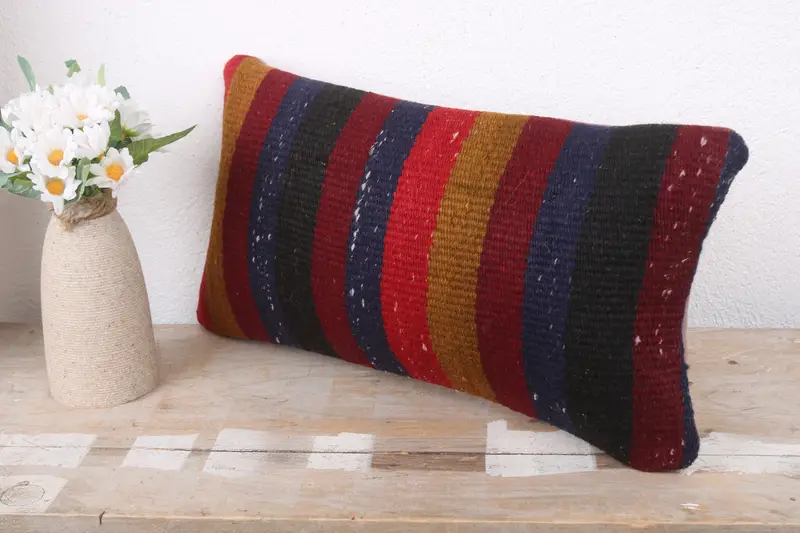 Kilim Pillow Cover, Southwestern Cushion Case, Gift Pillow, Antique Pillows, Luxury Cushion, 8x16 Red Cushion Cover, Pillow Case - 4