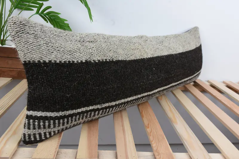 12x36 Brown Pillow, Pillow Sham, Wool Kilim Pillow Cushion, Home Decor Pillow, Antique Pillows, Vintage Kilim Pillow, Tribal Pillow Case - 5