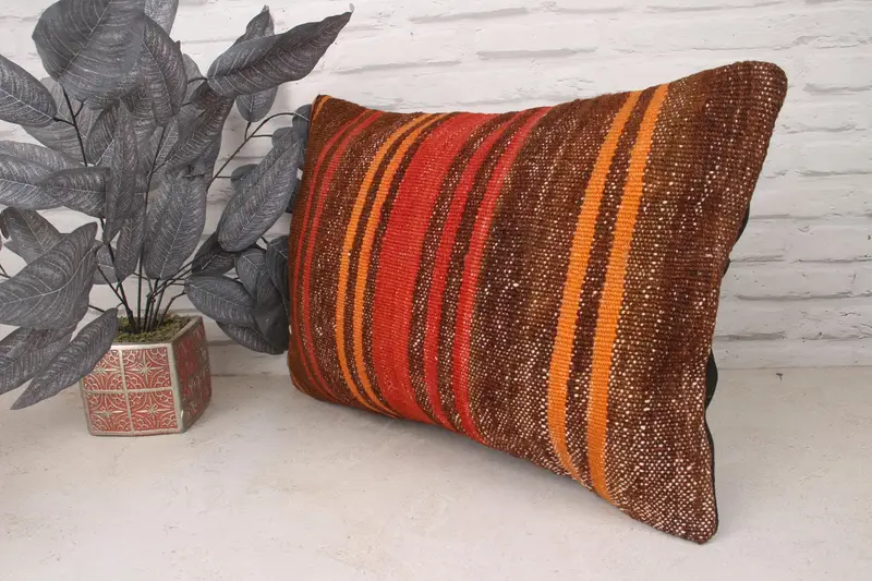 Home Decor Pillow, 16x24 Red Cushion Case, Handmade Kilim Cushion, Turkish Pillow, Aesthetic Pillow Sham, Boho Throw Cushion Case, Cushion - 3