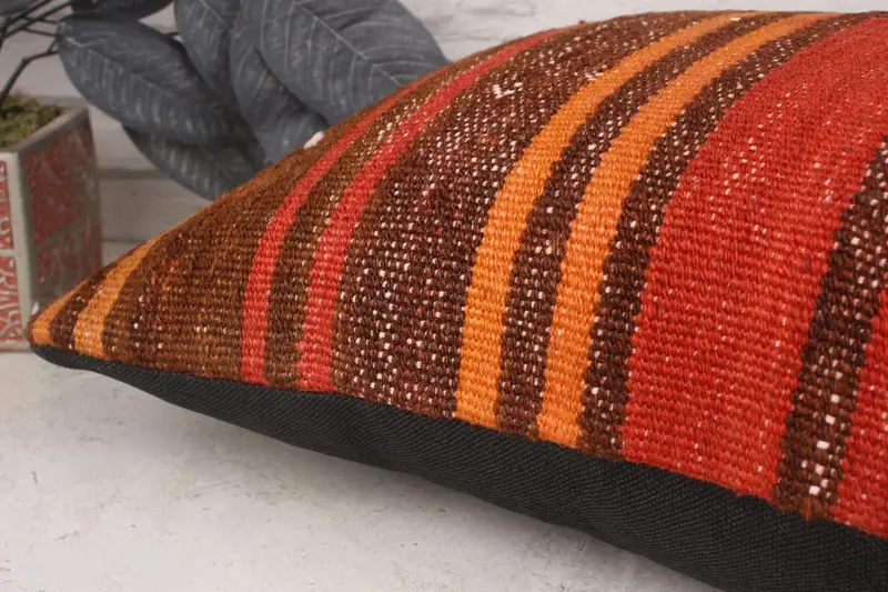 Home Decor Pillow, 16x24 Red Cushion Case, Handmade Kilim Cushion, Turkish Pillow, Aesthetic Pillow Sham, Boho Throw Cushion Case, Cushion - 6