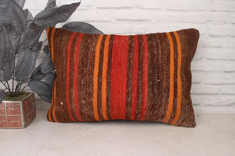 Home Decor Pillow, 16x24 Red Cushion Case, Handmade Kilim Cushion, Turkish Pillow, Aesthetic Pillow Sham, Boho Throw Cushion Case, Cushion - 1