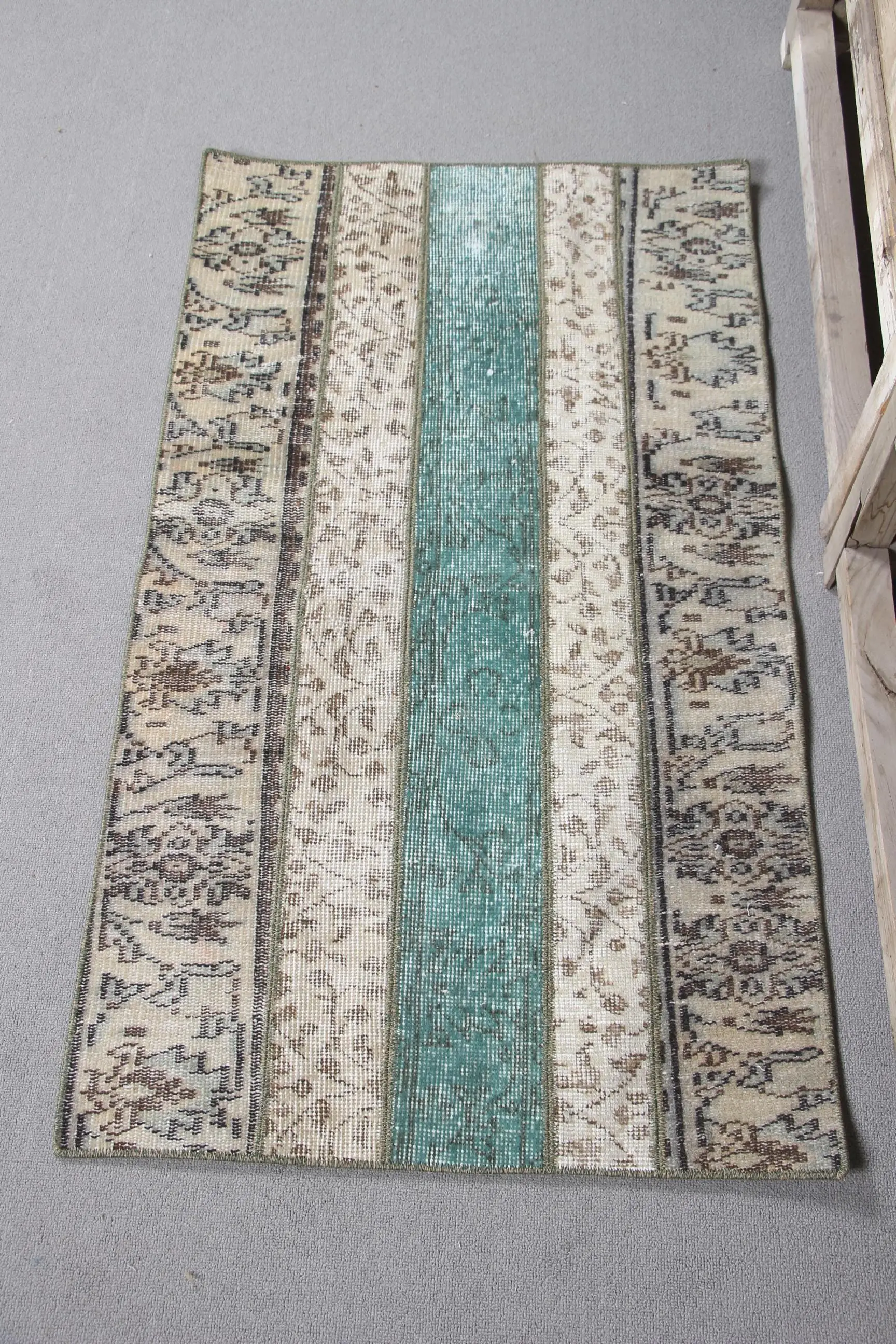 2.2x3.9 ft Vintage Rug, Turkish Rug, Brown Ikat Wool Rug - 1