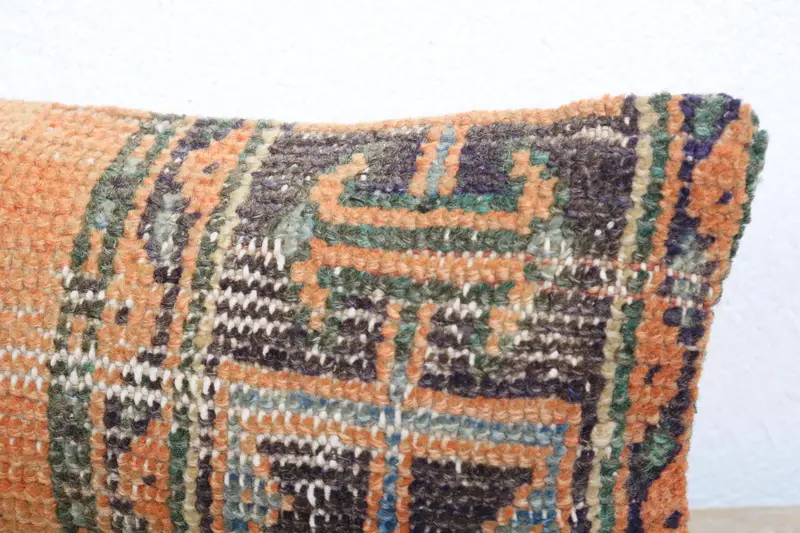 Cushion, 8x16 Orange Pillow, Turkish Kilim Pillow, Ethnic Throw Pillow Case, Ethnical Kilim Rug Pillow, Kilim Pillow, Vintage Throw Cushion - 5