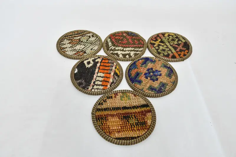 Posavasos redondos bohemios, juego de posavasos naranja y bronce