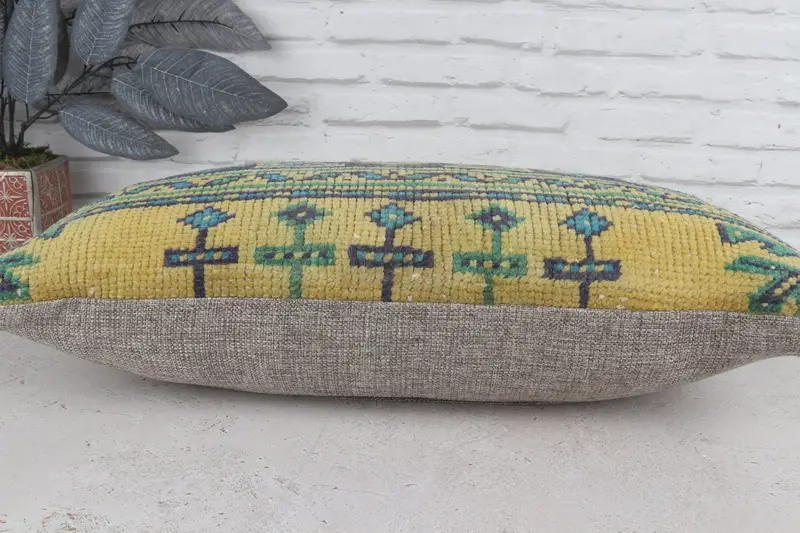 12x24 Blue Pillow Cover, Handmade Kilim Cushion, Accent Throw Pillow, Living Room Throw Pillow, Vintage Kilim Pillow, Pillow Cover, Pillow for Couch - 6