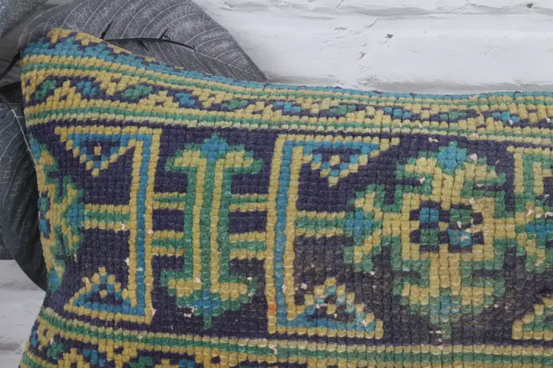 12x24 Blue Pillow Cover, Handmade Kilim Cushion, Accent Throw Pillow, Living Room Throw Pillow, Vintage Kilim Pillow, Pillow Cover, Pillow for Couch - 2