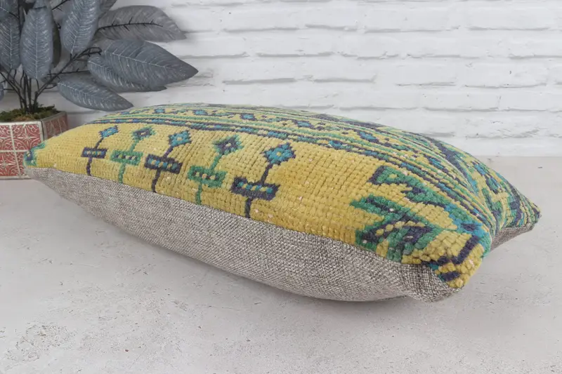 12x24 Blue Pillow Cover, Handmade Kilim Cushion, Accent Throw Pillow, Living Room Throw Pillow, Vintage Kilim Pillow, Pillow Cover, Pillow for Couch - 7