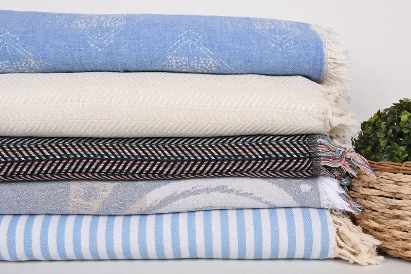 80x60 Cotton Set of 5 Towel, Valentine Day Gift For Her, Tablecloth, Personalized Blanket, Bridal Shower Favor, Woven Blanket, Christmas Tablecloth - 3