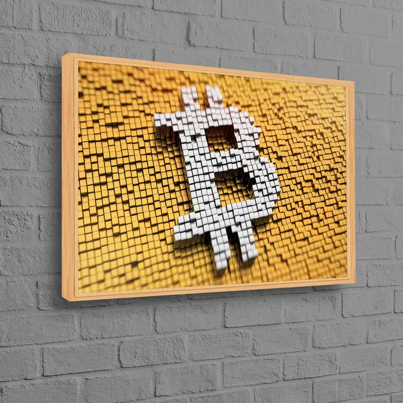 Trendy Sarı Kripto Bitcoin Kanvas Tablo Tablo - Sanatsal Dekor