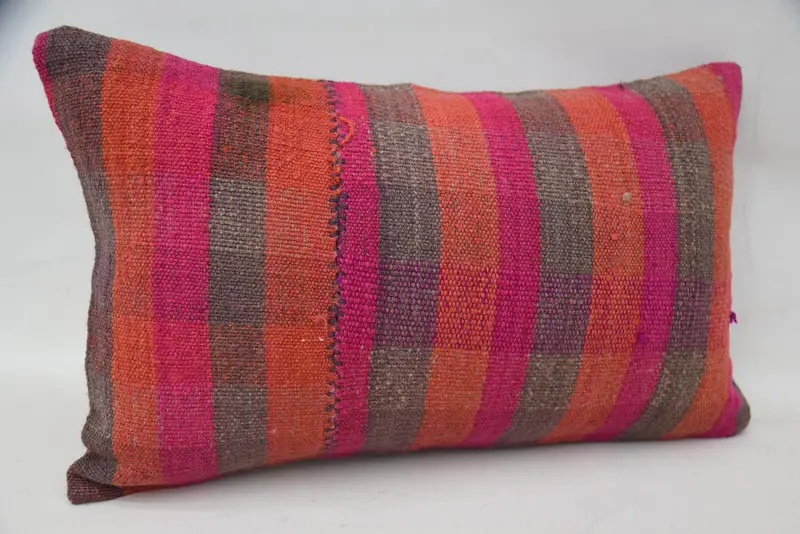 Interior Designer Pillow, Antique Pillows, 12x20 Orange Pillow Case, Boho Pillow Sham Cover, Handmade Rug Seat Pillow Case, Pillow Case - 2