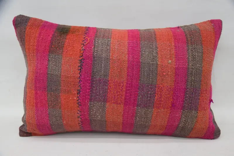 Interior Designer Pillow, Antique Pillows, 12x20 Orange Pillow Case, Boho Pillow Sham Cover, Handmade Rug Seat Pillow Case, Pillow Case - 1