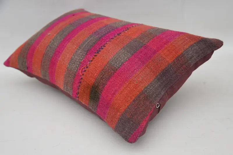 Interior Designer Pillow, Antique Pillows, 12x20 Orange Pillow Case, Boho Pillow Sham Cover, Handmade Rug Seat Pillow Case, Pillow Case - 6