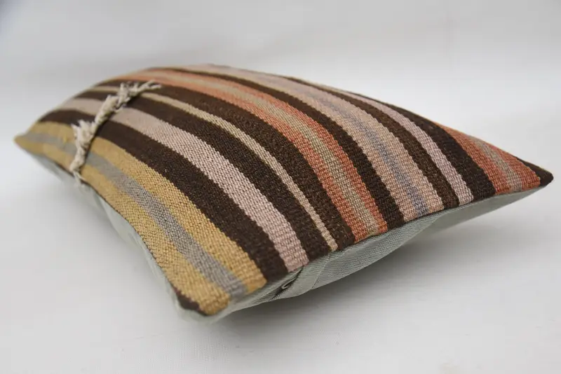 Pillow Case, Kilim Pillow, Pillow for Couch, Toss Cushion Case, Antique Pillows, 12x24 Brown Pillow, Decorative Cushion, Ethnic Cushion - 6