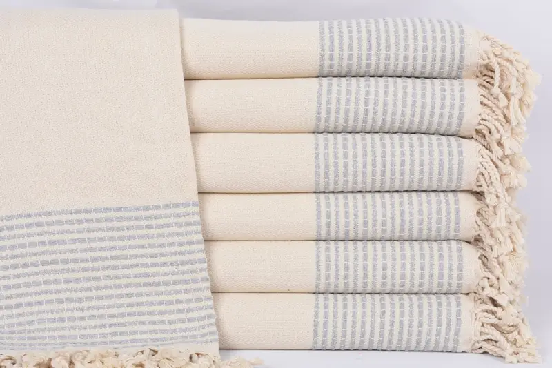 Personalized Beach Towel Gray Stripes, Monogrammed Turkish Cotton, 69x36 Inches