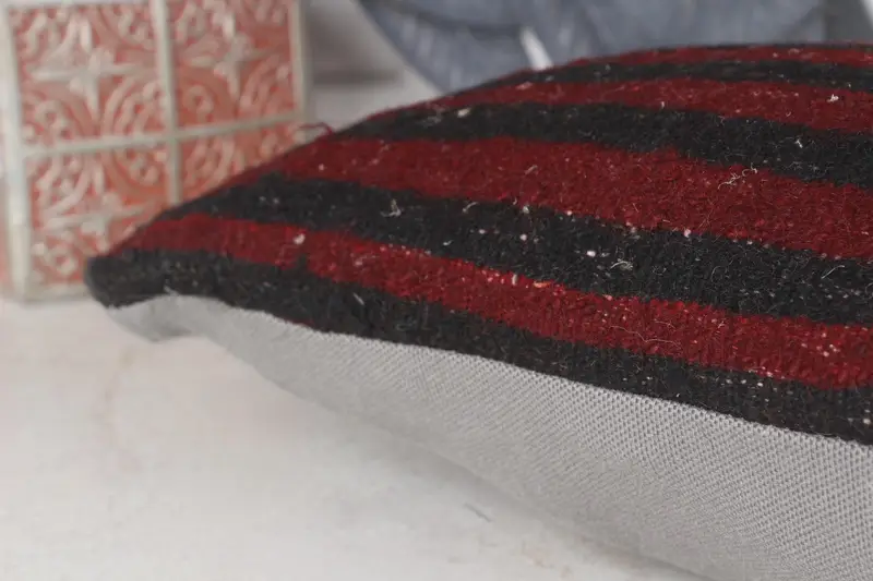 Pillow Sham, 8x16 Red Cushion Cover, Vintage Pillow, Crochet Pattern Pillow Cover, Handmade Kilim Cushion, Throw Kilim Pillow - 7
