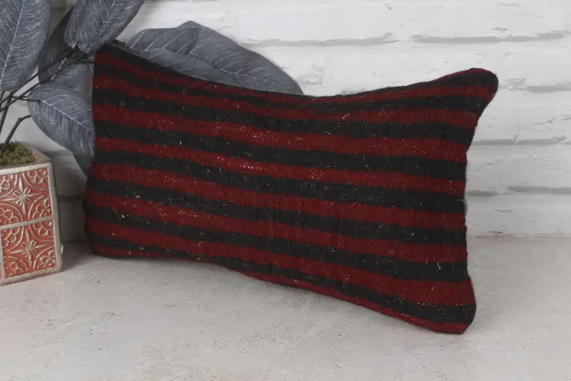 Pillow Sham, 8x16 Red Cushion Cover, Vintage Pillow, Crochet Pattern Pillow Cover, Handmade Kilim Cushion, Throw Kilim Pillow - 3