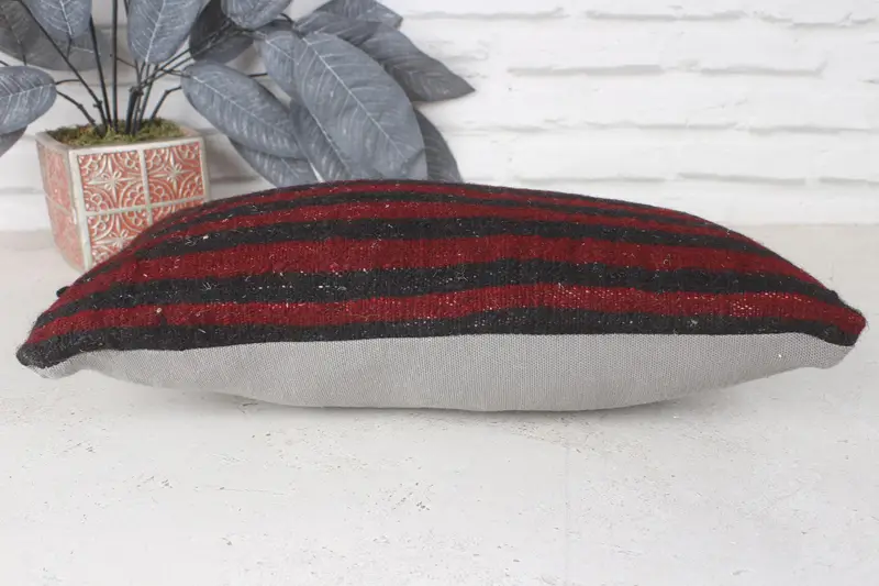 Pillow Sham, 8x16 Red Cushion Cover, Vintage Pillow, Crochet Pattern Pillow Cover, Handmade Kilim Cushion, Throw Kilim Pillow - 5