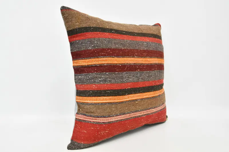 Vintage Kilim Pillow, Boho Pillow Sham Cover, Kilim Pillow Cover, Authentic Pillow, 20x20 Red Cushion Cover, Anatolian Pillow Case, Pillow Case - 3
