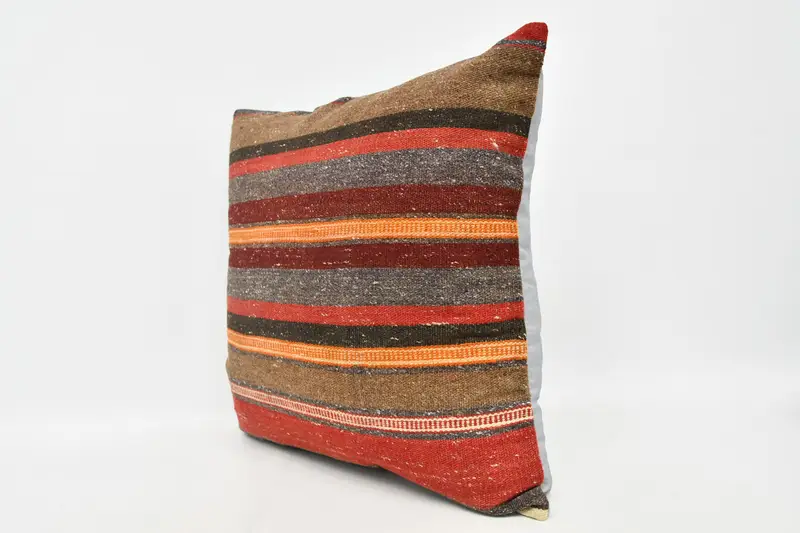 Vintage Kilim Pillow, Boho Pillow Sham Cover, Kilim Pillow Cover, Authentic Pillow, 20x20 Red Cushion Cover, Anatolian Pillow Case, Pillow Case - 4
