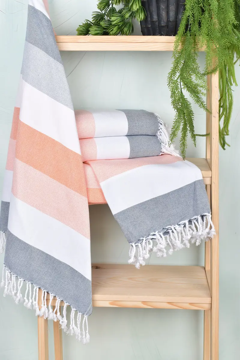 70x40 Cotton Striped Towel, Turkish Towel USA, Bridemaids Beach Towel, Handmade Turkish Towel, Birthday Gift, Turkish hand towel, Bridesmaid Gift - 6