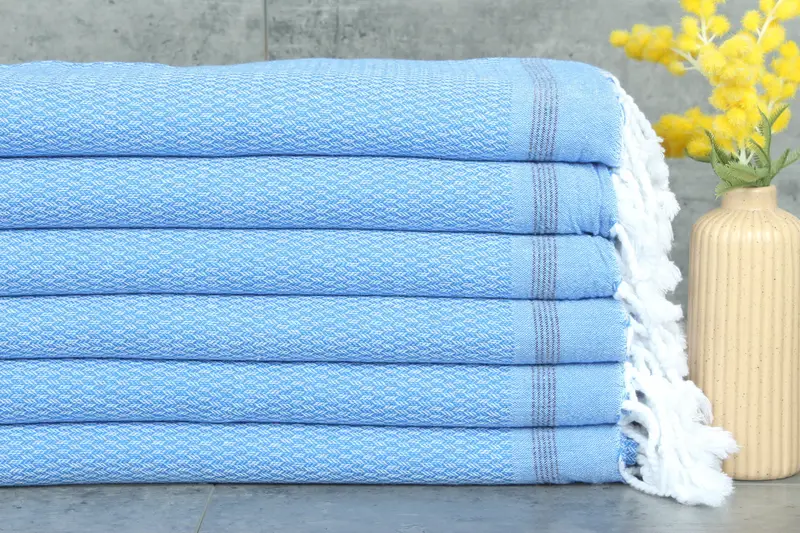 Bridesmaid Gift Turkish Beach Towel Sax Blue Chevron, 36x71 Inches