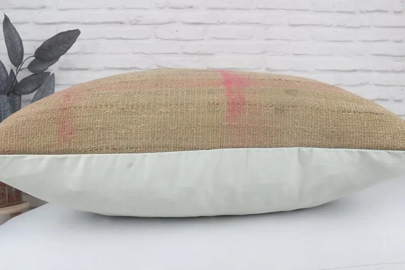 Custom Pillow Case, Boho Pillow, Square Throw Cushion, Throw Kilim Pillow, Kilim Pillow Cover, Cushion Case, 32x32 Beige Cushion Cover - 6