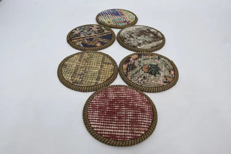 Bohemian Round Coaster, Red and Brown Ethnic Coaster