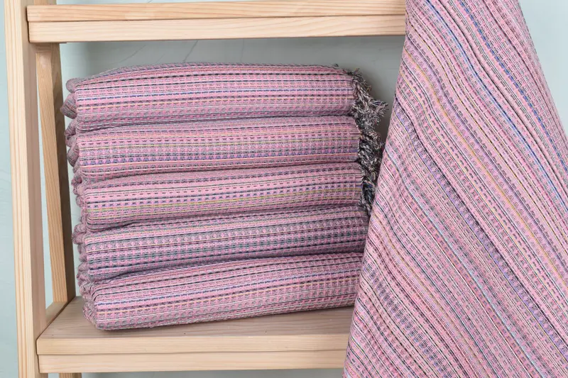 Gift For Her Pink Cotton Towel, 40x71 Inches, Organic Cotton/Linen