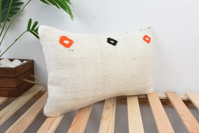 12x20 White Pillow, Home Decor Pillow, Outdoor Cushion, Outdoor Bolster Pillow, Vintage Kilim Pillow, Cushion Case, Interior Designer Pillow - 4