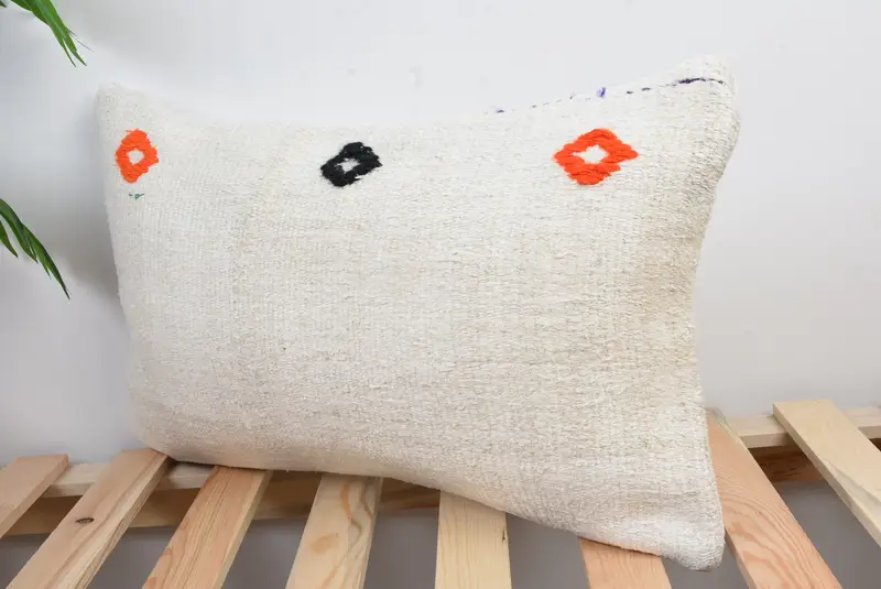 12x20 White Pillow, Home Decor Pillow, Outdoor Cushion, Outdoor Bolster Pillow, Vintage Kilim Pillow, Cushion Case, Interior Designer Pillow - 5