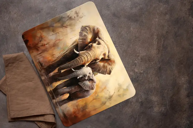 象をイメージしたガラスのまな板、モダンなキッチンの必需品