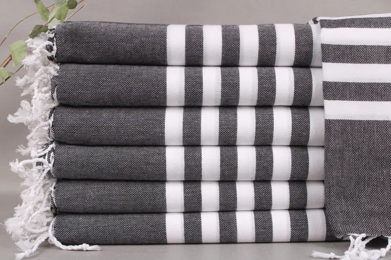 Turkish Towels Beach, Black Towel, Striped, 40x71 Inches, Wedding Gift