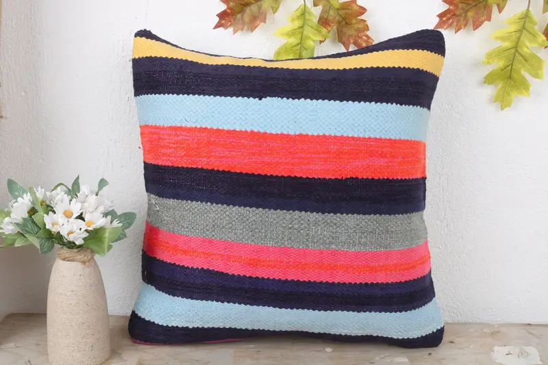 Throw Kilim Pillow, 16x16 Pink Pillow Case, Vintage Kilim Throw Pillow, Handmade Kilim Cushion, Pillow Sham, Ethnic Throw Cushion - 2