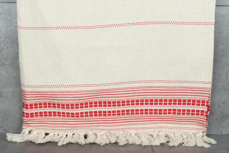 Best Friend Wedding Gift, Throw Blanket, Tablecloth, Woven Blanket, Turkish Cotton Blanket, Valentines Gift, 96x94 Linen Striped Towel - 8