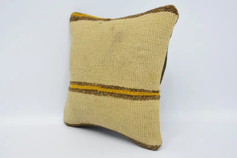 Seat Pillow Case, Chair Pillow Sham, Pillow for Couch, Kilim Pillow Cover, Pillow Cover, 12x12 Beige Pillow, Vintage Kilim Throw Pillow - 4