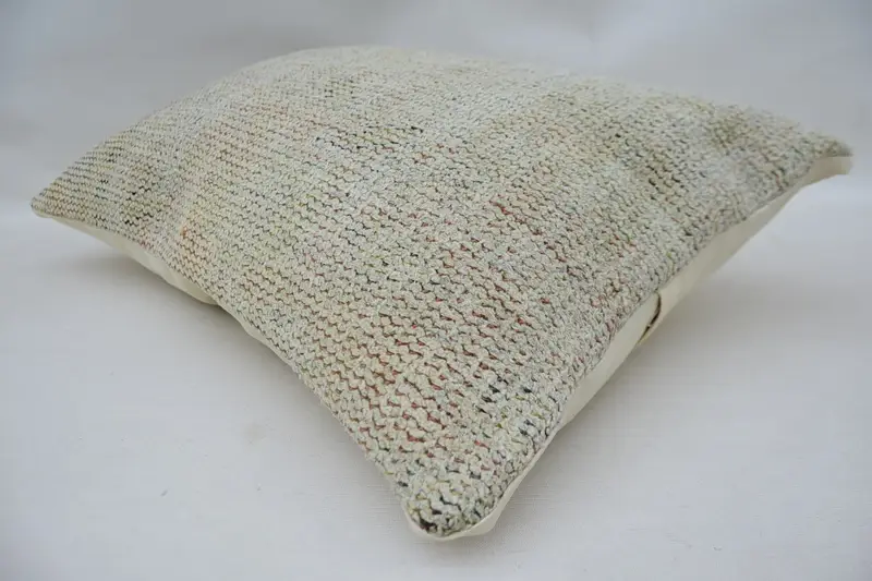 Vintage Cushion, Turkish Bench Pillow Sham, Boho Pillow Sham Cover, Cushion, 16x24 Beige Pillow Case, Interior Designer Pillow, Kilim Pillow Cover - 6