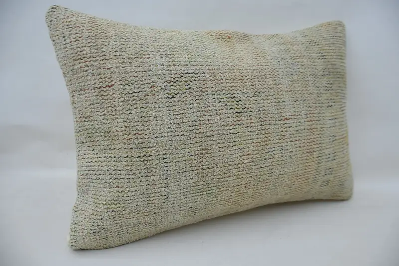 Vintage Cushion, Turkish Bench Pillow Sham, Boho Pillow Sham Cover, Cushion, 16x24 Beige Pillow Case, Interior Designer Pillow, Kilim Pillow Cover - 2