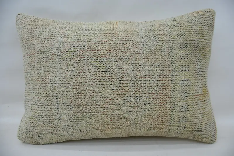 Vintage Cushion, Turkish Bench Pillow Sham, Boho Pillow Sham Cover, Cushion, 16x24 Beige Pillow Case, Interior Designer Pillow, Kilim Pillow Cover - 4