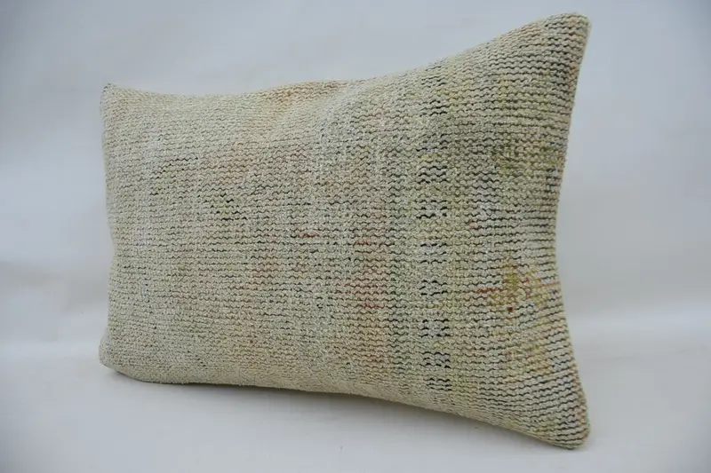 Vintage Cushion, Turkish Bench Pillow Sham, Boho Pillow Sham Cover, Cushion, 16x24 Beige Pillow Case, Interior Designer Pillow, Kilim Pillow Cover - 3