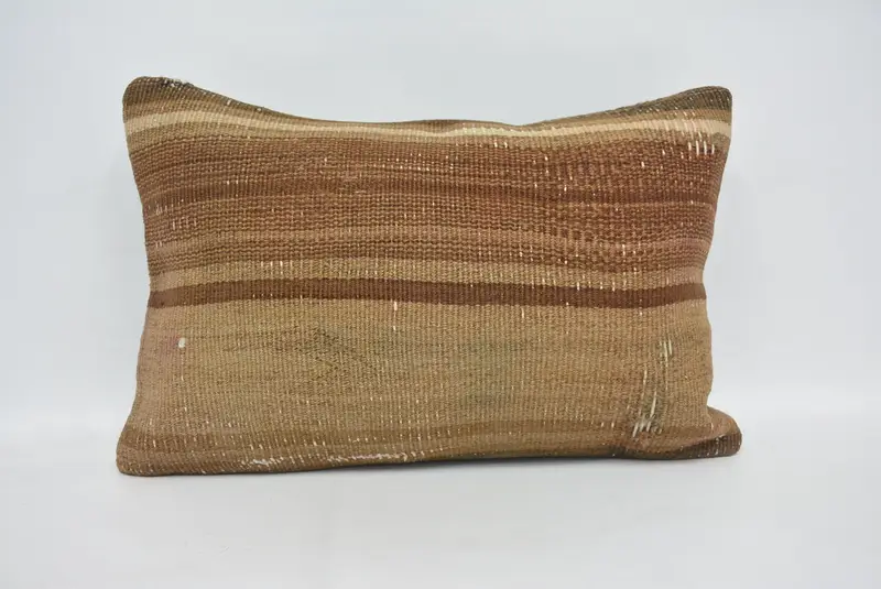 Decorative Cushion Cover, 16x24 Brown Cushion, Cushion Cover, Vintage Kilim Pillow, Ethnical Kilim Rug Pillow, Pillow for Sofa, Outdoor Pillow - 1